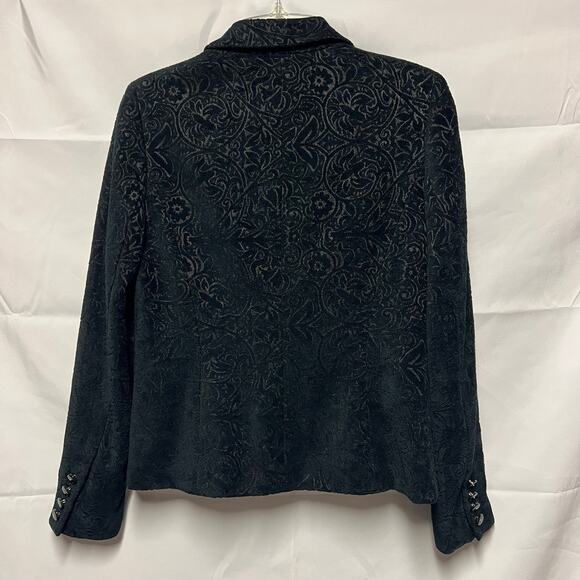 INC International Concepts Faux Suede Floral Black Blazer Size 8 Button Front - Picture 7 of 9